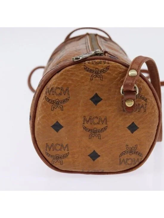 Authentic MCM Logogram Vicetos Shoulder Bag PVC Leather Brown - Picture 11 of 16